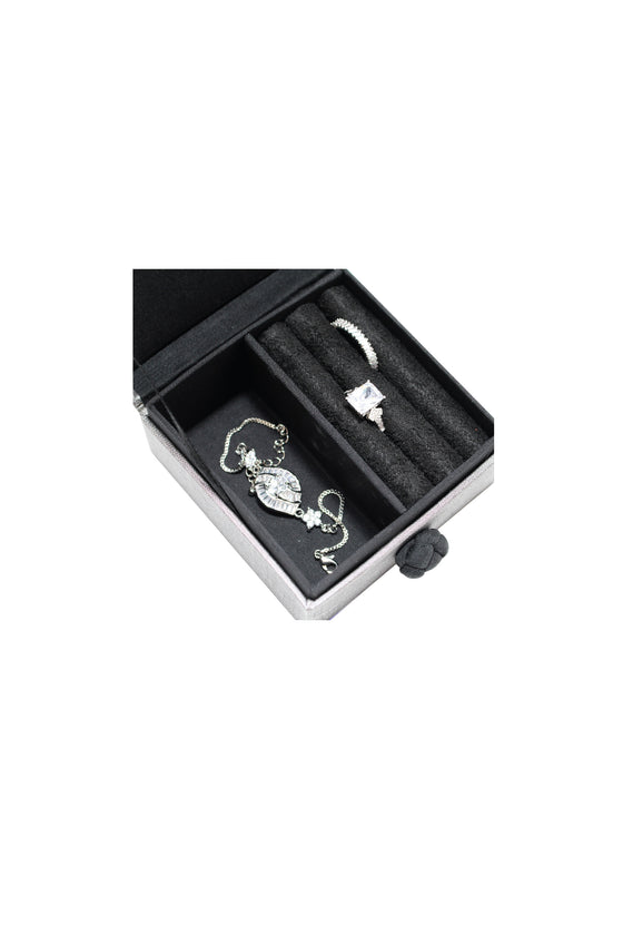 ANITA HOME - Plain Silk Jewelry Box Extra Small : Silver