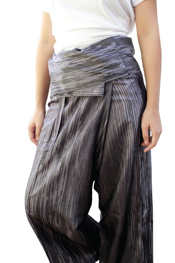 ANITA FASHION - Filagen Loose Lay Pants Wave : Grey / Black