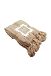 ANITA FASHION - Knit Throw with PomPom : Flax